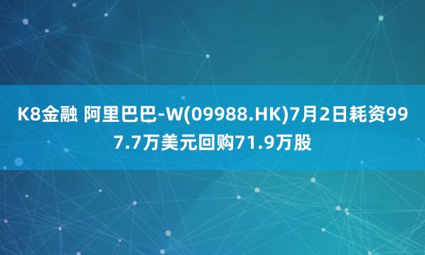 K8金融 阿里巴巴-W(09988.HK)7月2日耗资997.7万美元回购71.9万股